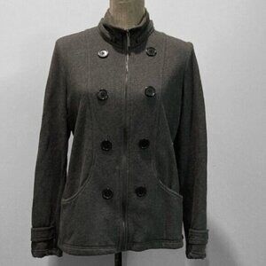 Style & Co Zip Jacket SZ Medium Grey Cotton